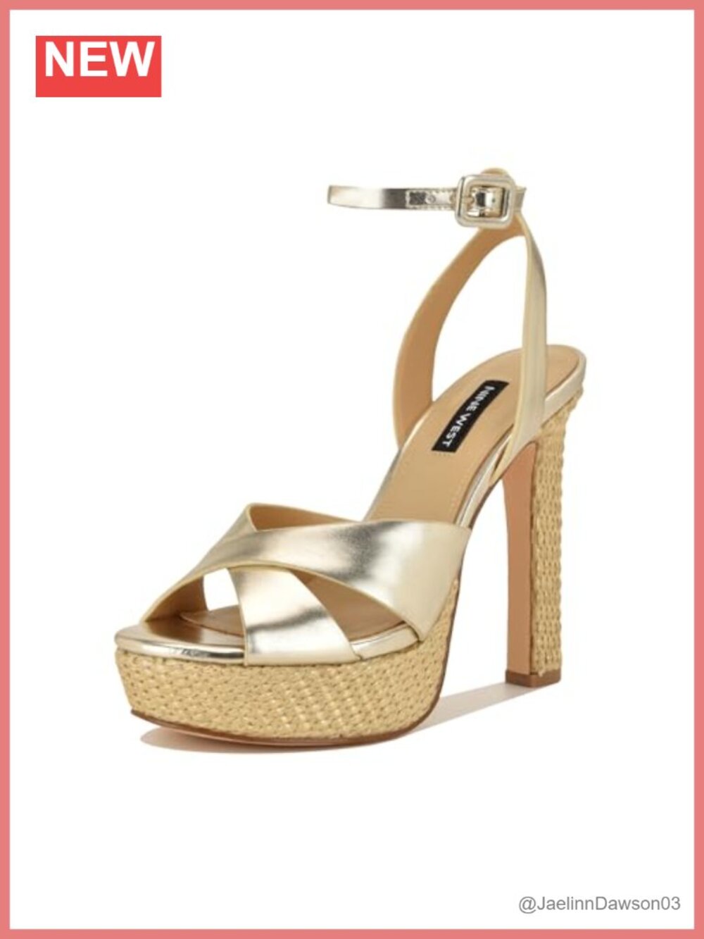 Nine West Weston Faux Leather Block Heel Sandals with Adjustable Ankle Strap